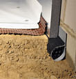 A crawl space encapsulation and insulation system, complete with drainage matting for flooded crawl spaces in Clifton