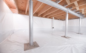 Crawl space structural support jacks installed in Briarcliff Manor