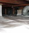 A Shelton crawl space moisture system with a low ceiling